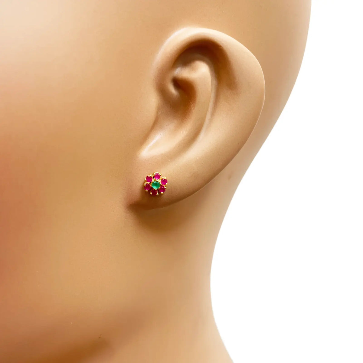 22ct Yellow Gold Children's Flower Shaped Small Gemstone Stud Earrings