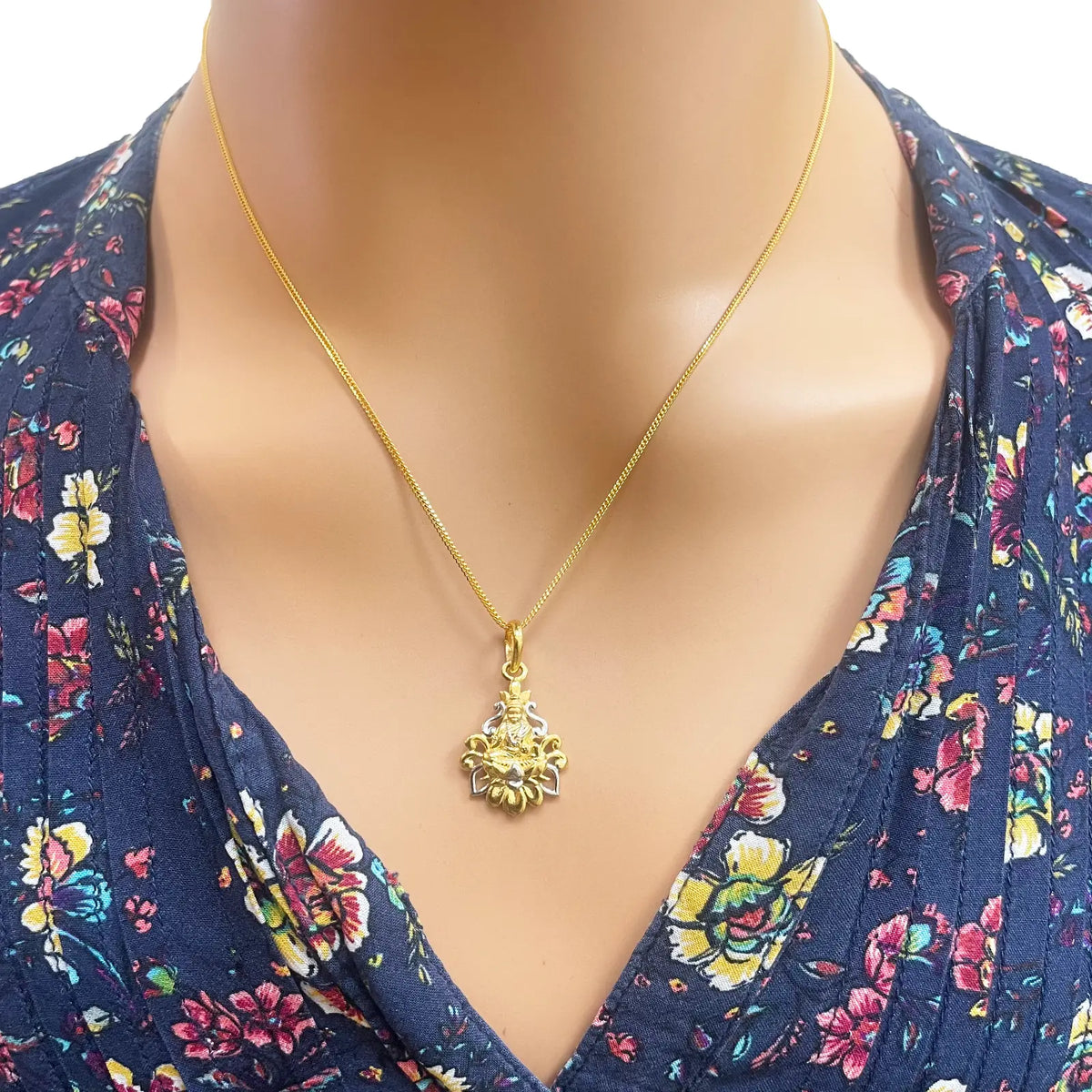 22ct Yellow Gold High Polished & Matt Lakshmi Pendant