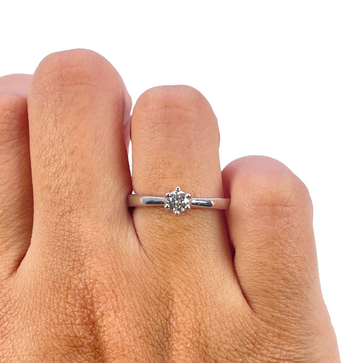 14ct white gold 0.20ct six claw diamond solitaire ring by Raina Jewels