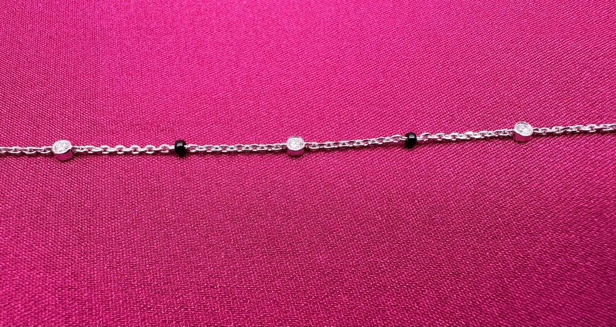 18ct White Gold Natural Diamond By Yard Mangalsutra Bracelet, 0.20ct