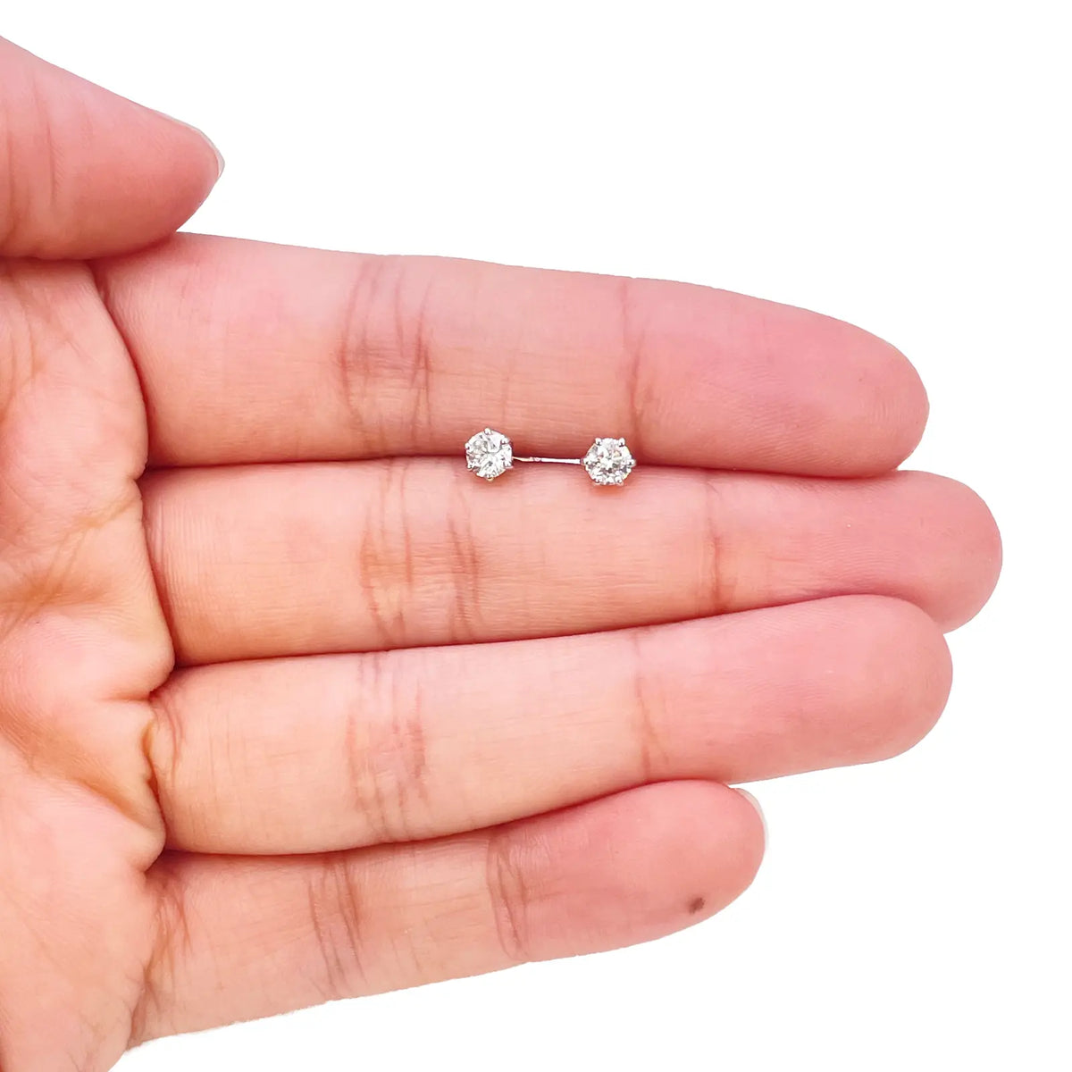 14ct Gold Natural Round Diamond Stud Earrings 0.40ct 6 Claw 4mm Wide 