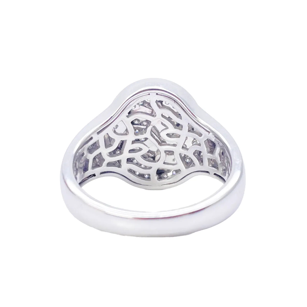 14ct White Gold Diamond Anchor Sailor Cluster Signet Ring 0.37ct  Diamond Ring