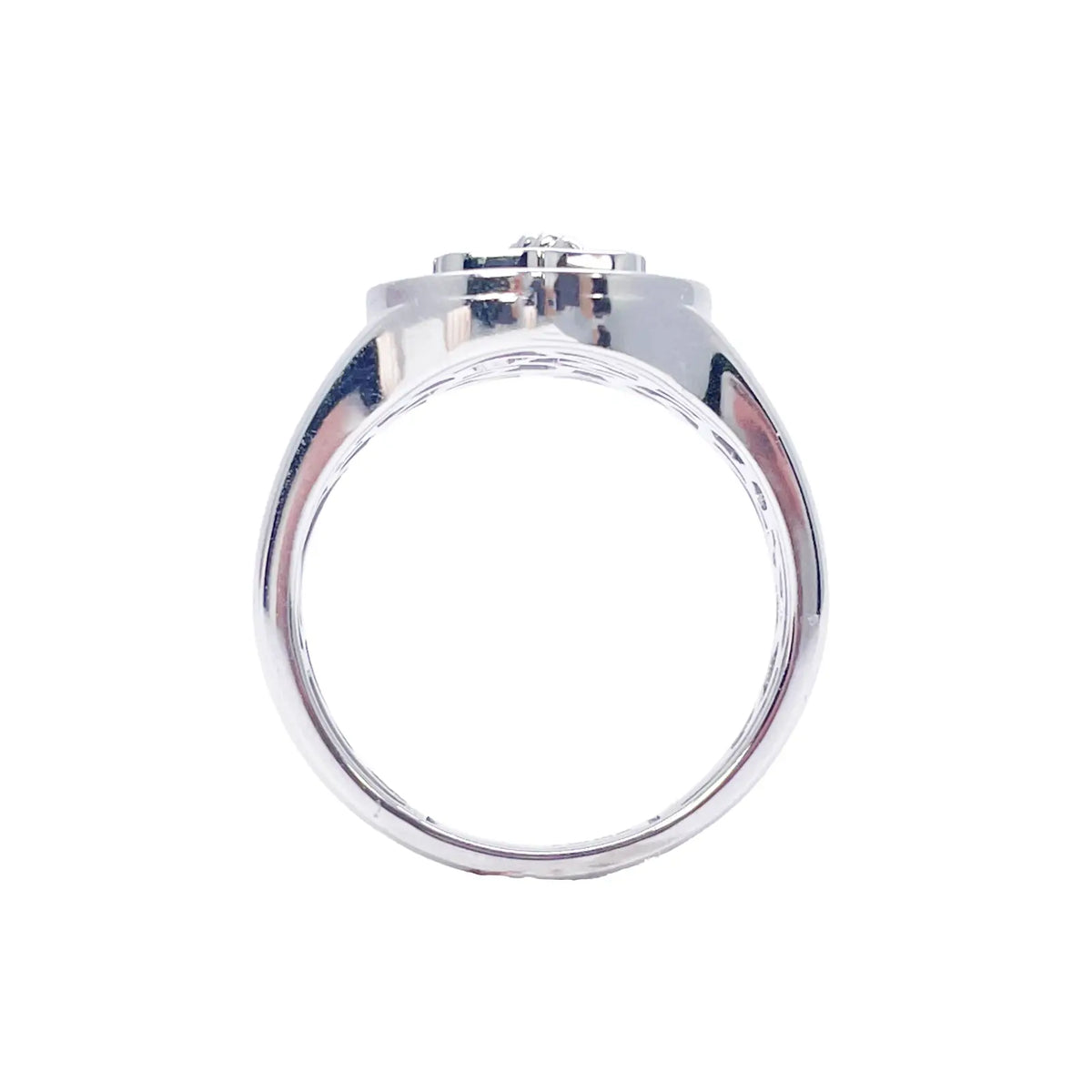 14ct White Gold Diamond Anchor Sailor Cluster Signet Ring 0.37ct  Diamond Ring