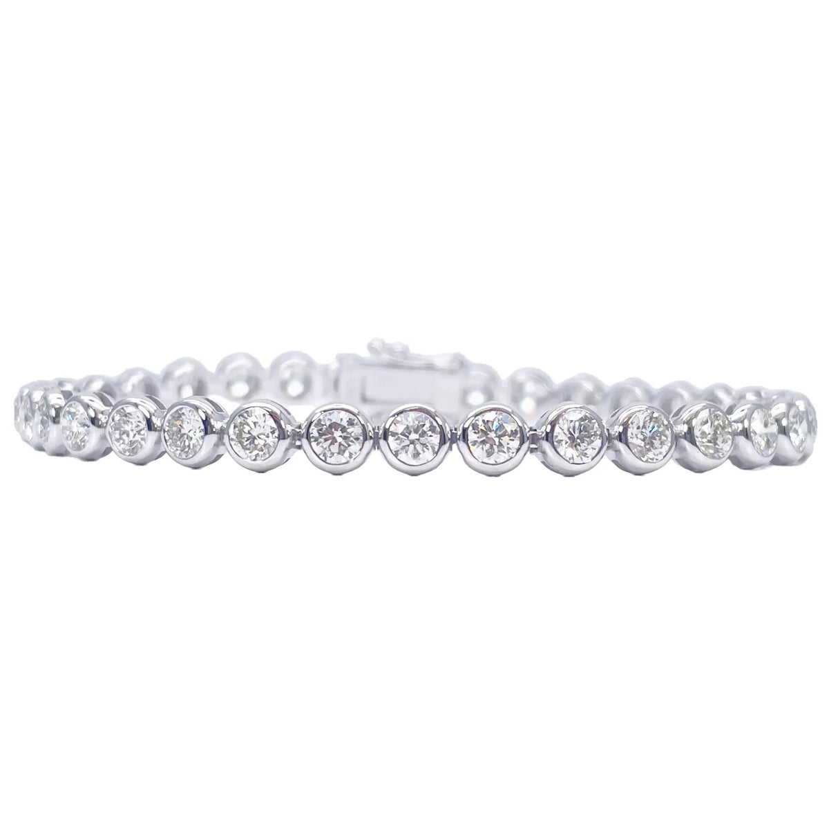 14ct White Gold Natural Diamond Bezel Tennis Bracelet 5.54ct 7inches  Diamond Bracelets