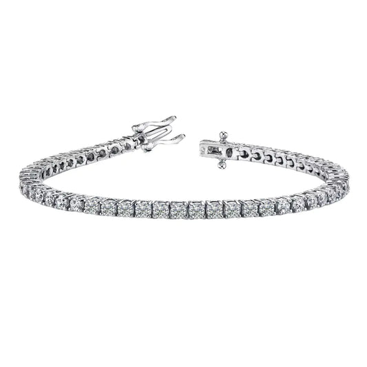 14ct White Gold Natural Diamond Tennis Bracelet 4-Claw 1.39ct 7''Inches 1.8mm  Diamond Bracelets