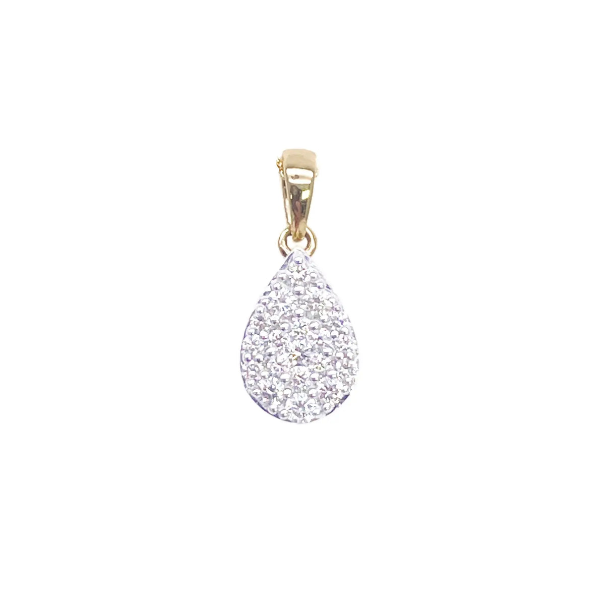 14ct Yellow Gold Round Diamond Pear Cluster Pendant 0.24ct 