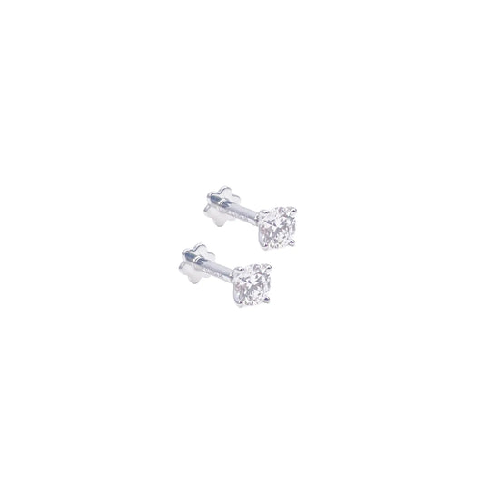 18ct Gold Natural Round Diamond Stud Earrings 0.40ct 4 Claw Certified 3.7mm Wide 