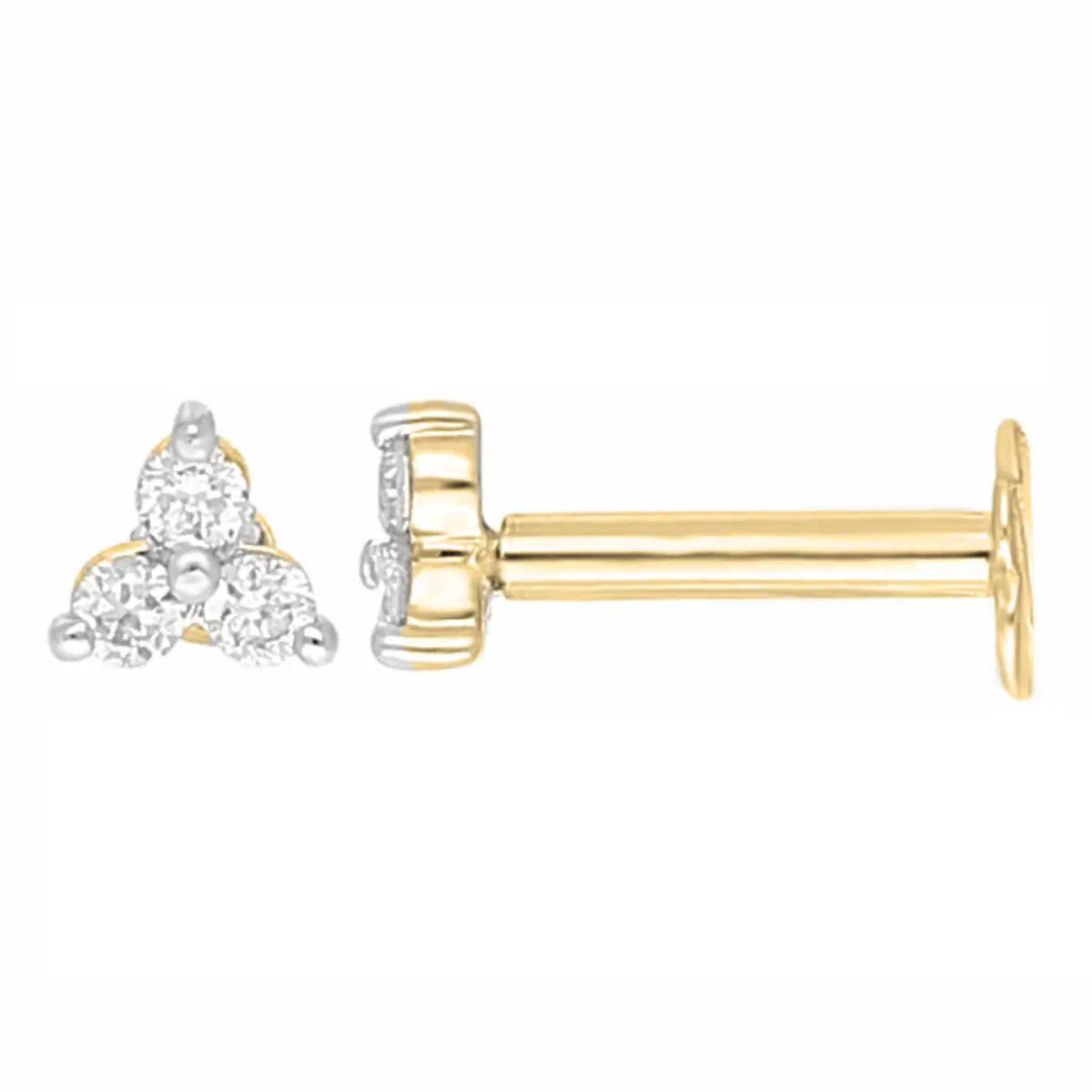 18ct Gold Natural Round Diamond Three Stone Children's Studs Earrings 0.10ct  Diamond Earrings