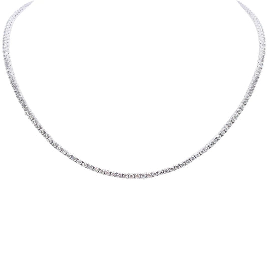18ct White Gold 4-Claw Natural Diamond Tennis Necklace 6.00ct 17.5 Inches 