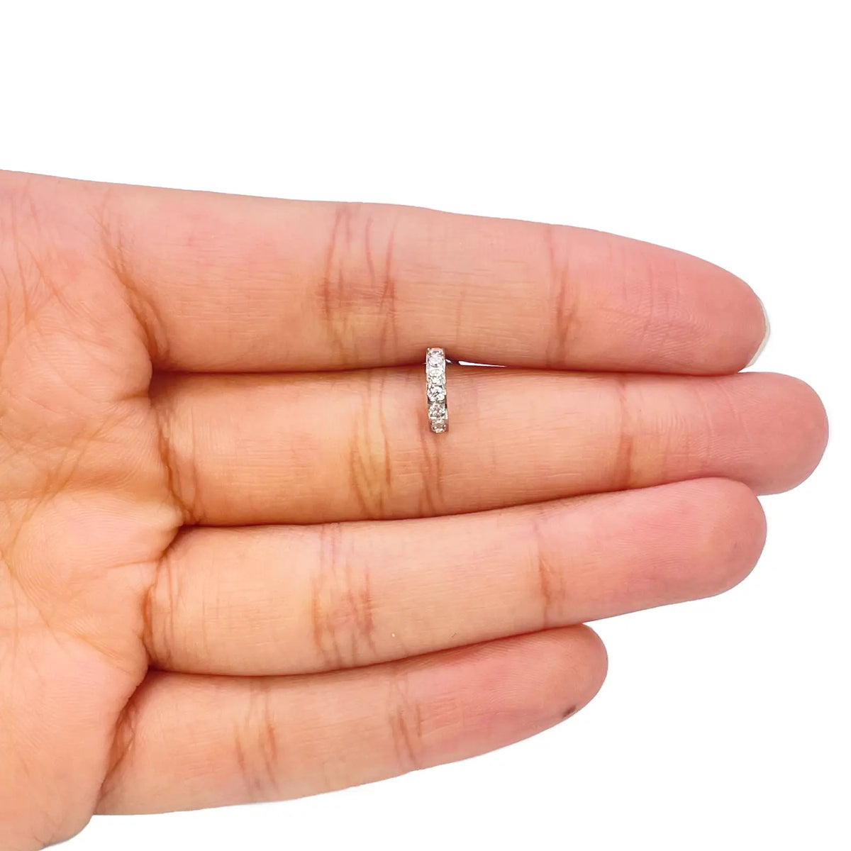 18ct White Gold Beautiful Small Half Hoop Nose Stud/Pin 8.7mm Length 
