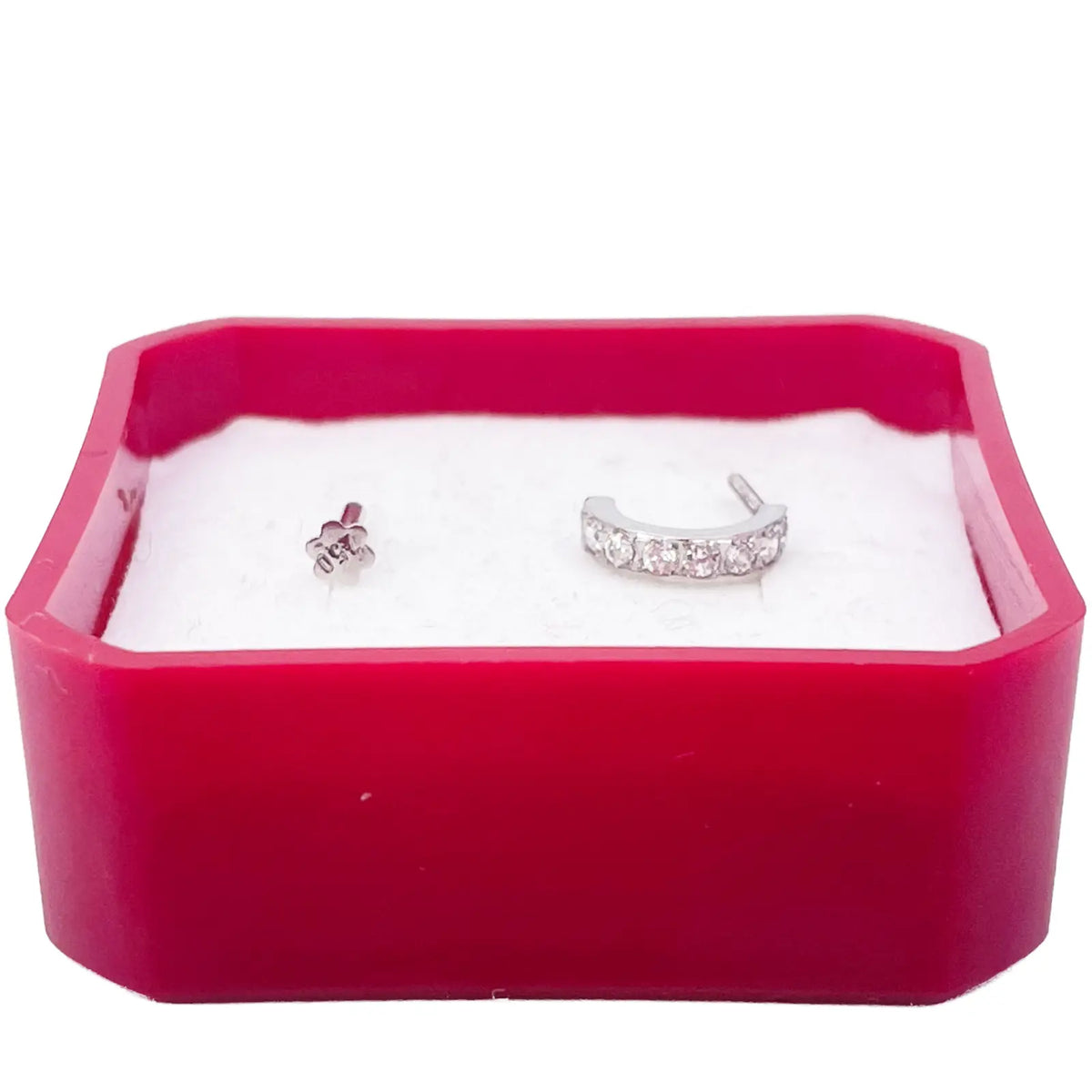 18ct White Gold Beautiful Small Half Hoop Nose Stud/Pin 8.7mm Length 