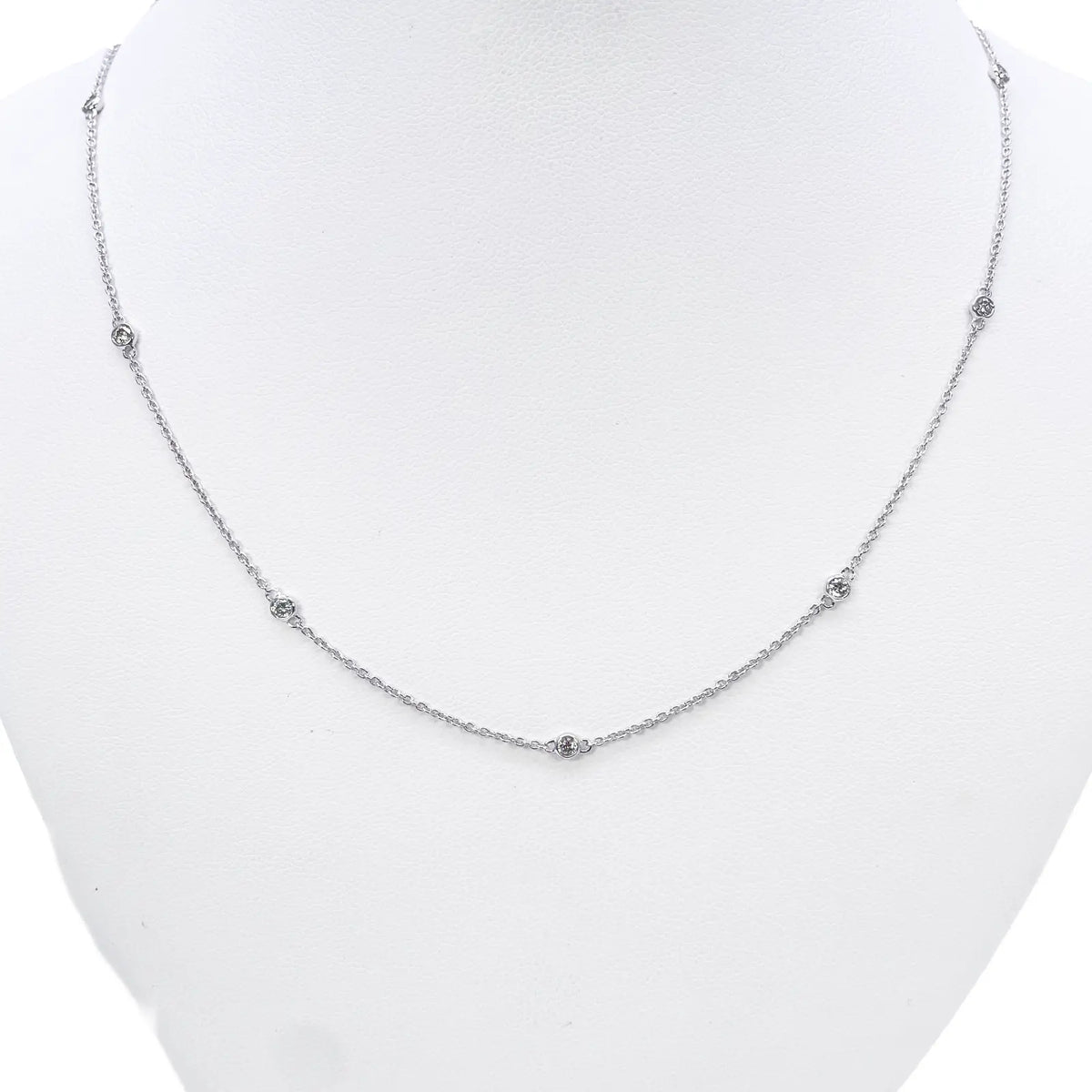 18ct White Gold Diamond By Yard Bezel Necklace 0.31ct 24''inches 2mm Width 