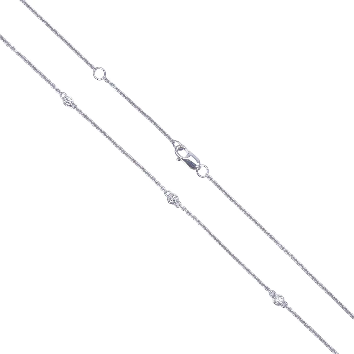 18ct White Gold Diamond By Yard Bezel Necklace 0.31ct 24''inches 2mm Width 