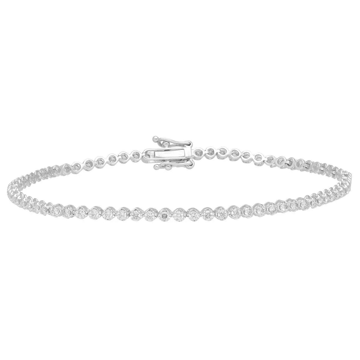 18ct White Gold Diamond Tennis Bracelet 1.00ct 7.2'' Inches  Diamond Bracelets