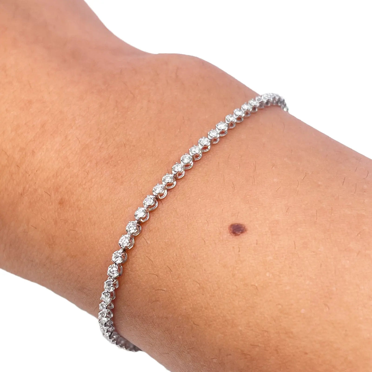 18ct White Gold Diamond Tennis Bracelet 1.00ct 7.2'' Inches  Diamond Bracelets