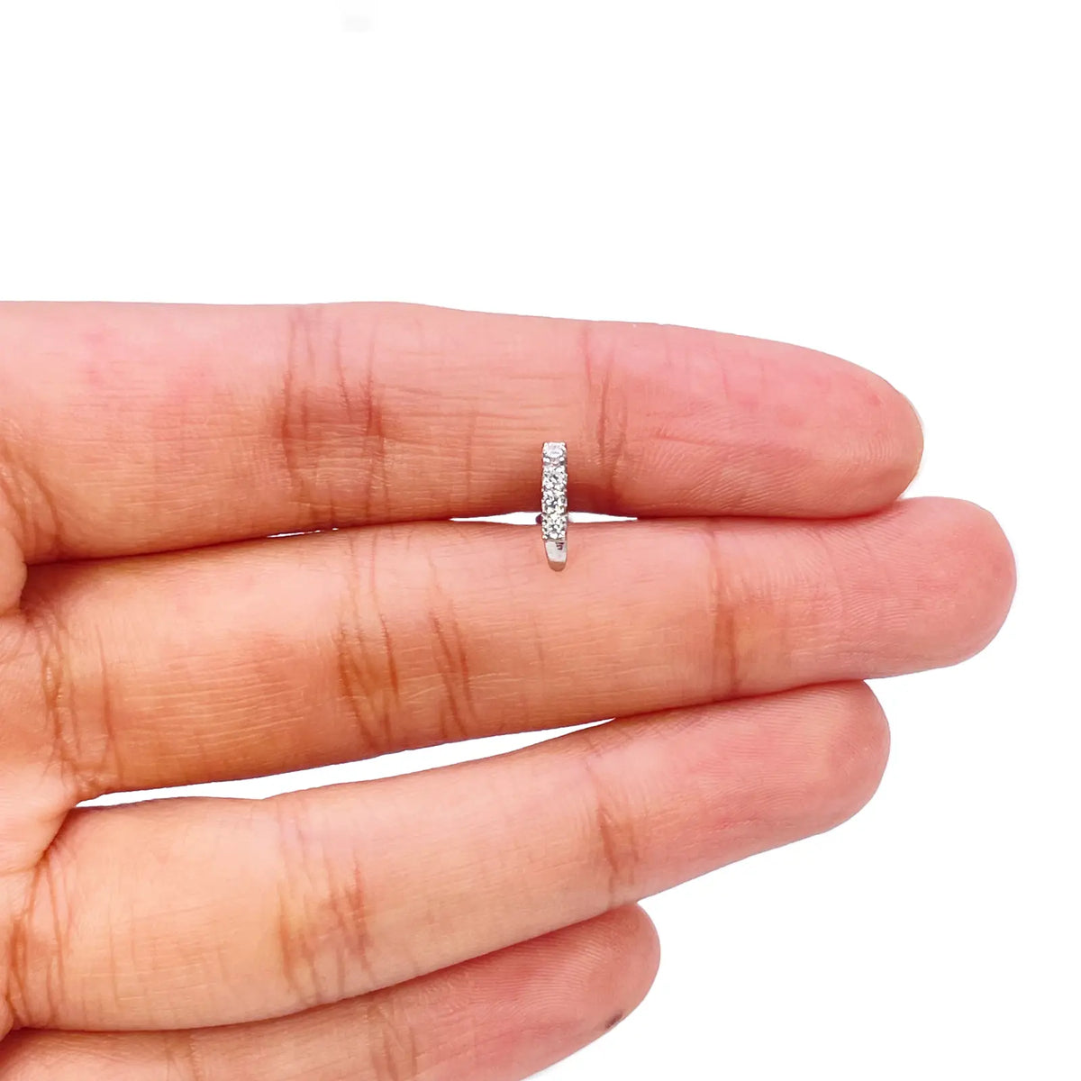 18ct White Gold High Polished Nose Stud/Pin 9mm Length 