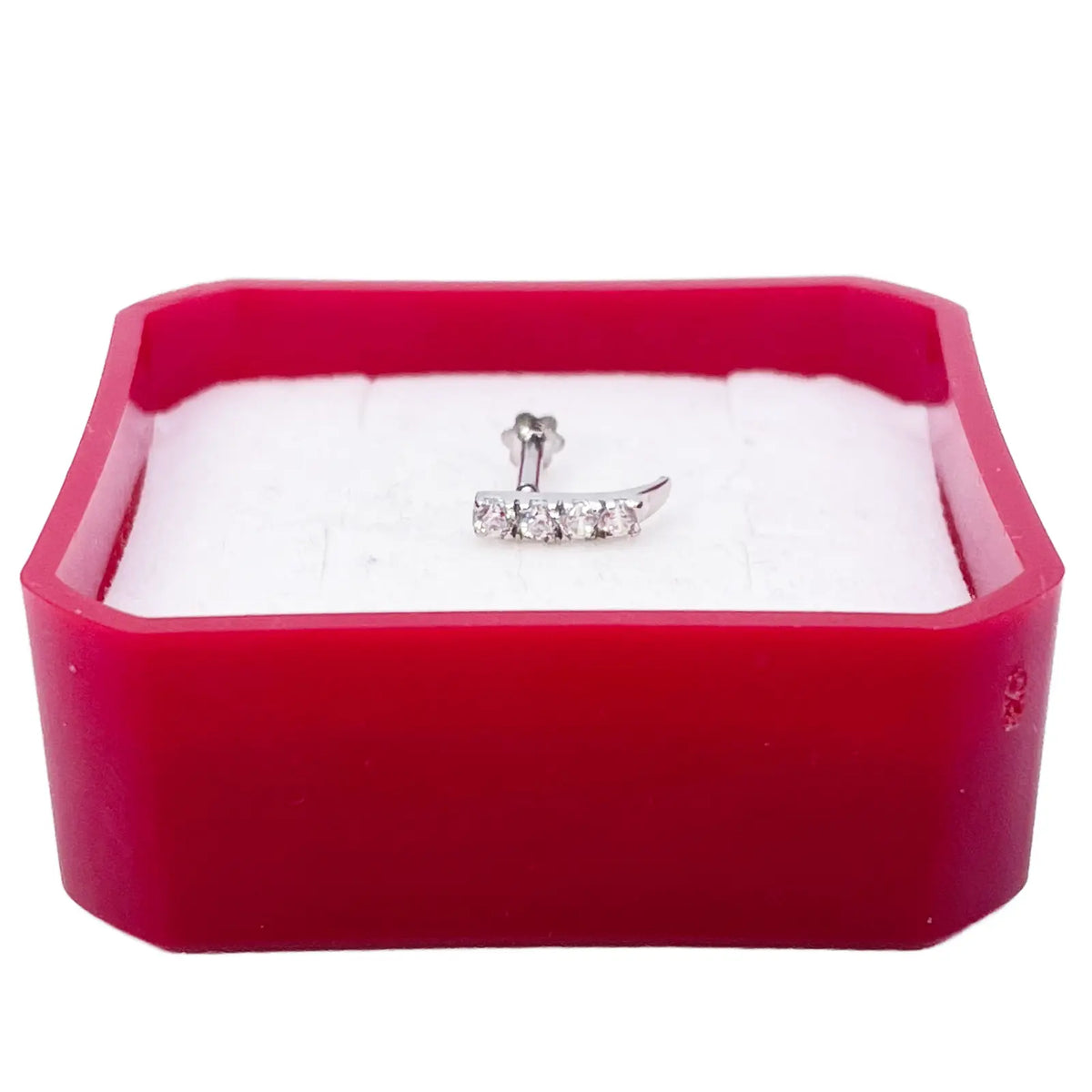 18ct White Gold High Polished Nose Stud/Pin 9mm Length 