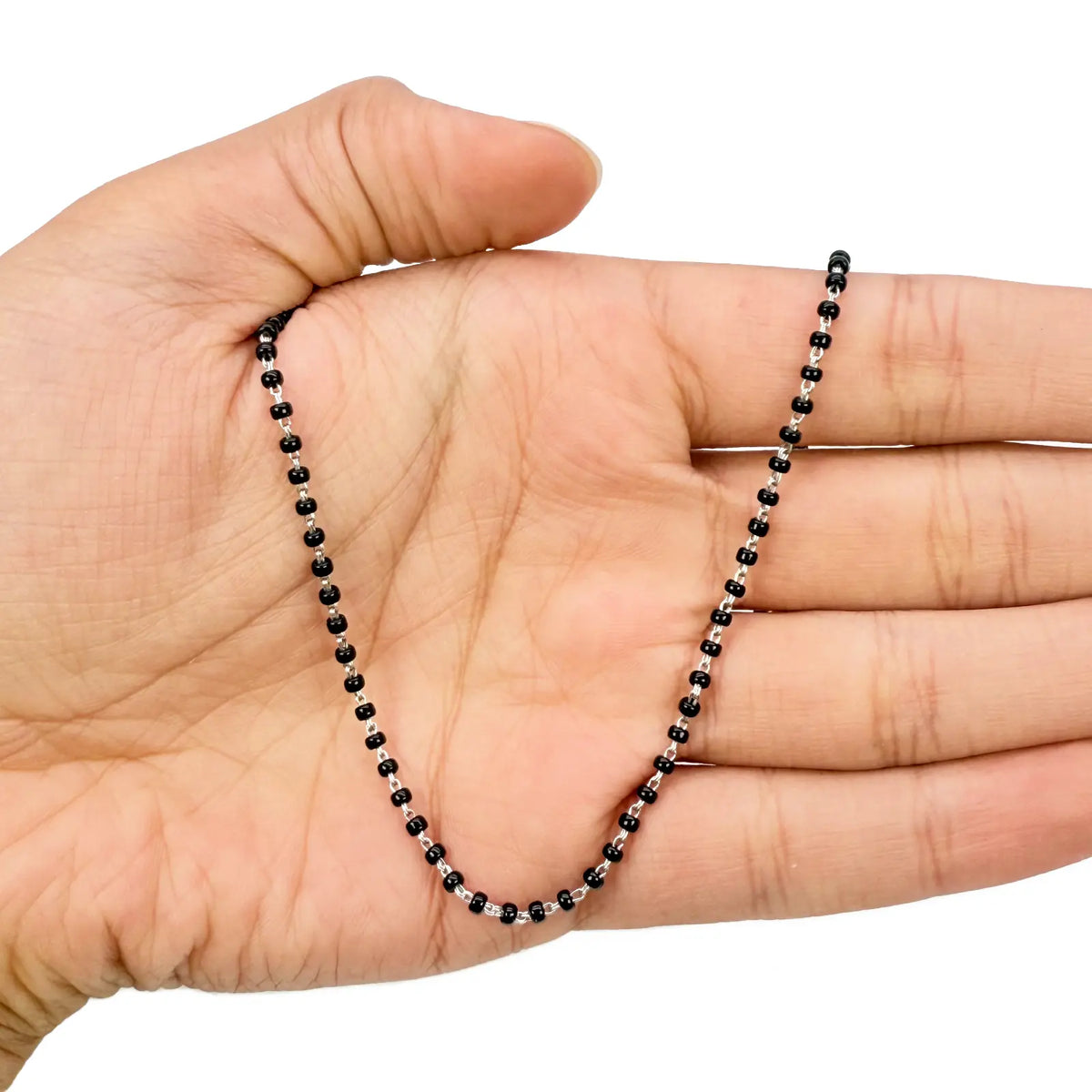 18ct White Gold Ladies Mangalsutra Chain Black Beaded Necklace 18 Inches  Mangalsutra Chains