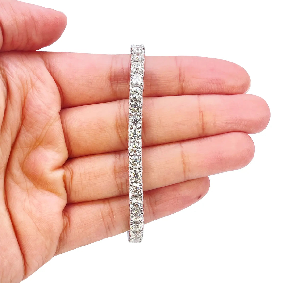 18ct White Gold Natural Diamond 4-Claw Tennis Bracelet 10.72ct 7  Diamond Bracelets
