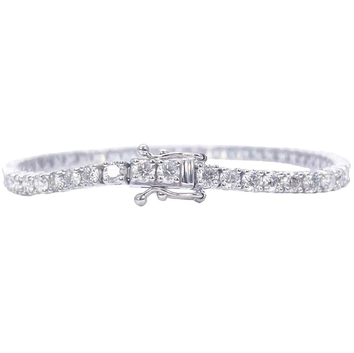 18ct White Gold Natural Diamond 4-Claw Tennis Bracelet 4.83ct 7inch 2.9mm Width  Diamond Bracelets