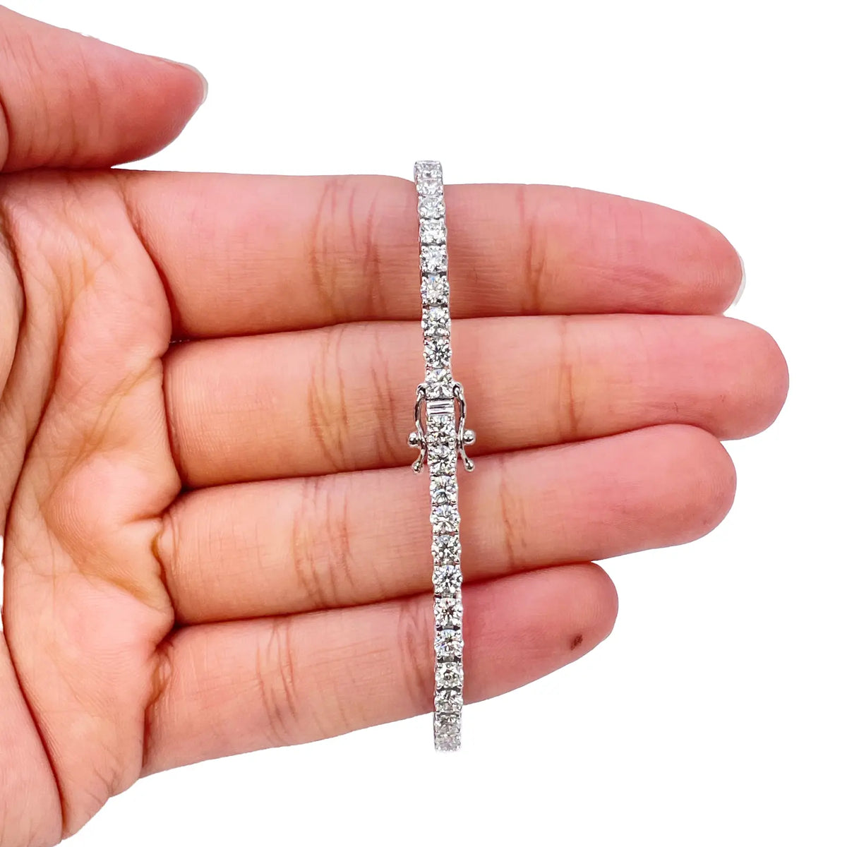18ct White Gold Natural Diamond 4-Claw Tennis Bracelet 4.83ct 7inch 2.9mm Width  Diamond Bracelets