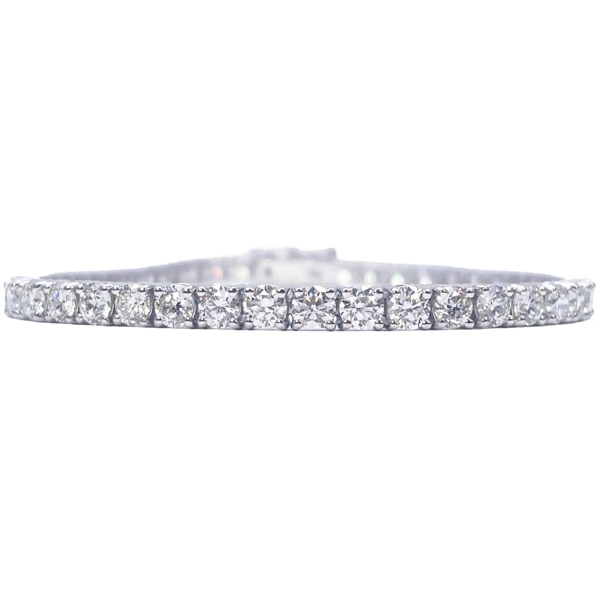18ct White Gold Natural Diamond 4-Claw Tennis Bracelet 7.03ct 7inches  Diamond Bracelets