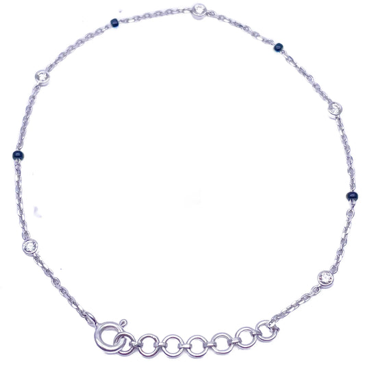 18ct White Gold Natural Diamond By Yard Mangalsutra Bracelet, 0.20ct 