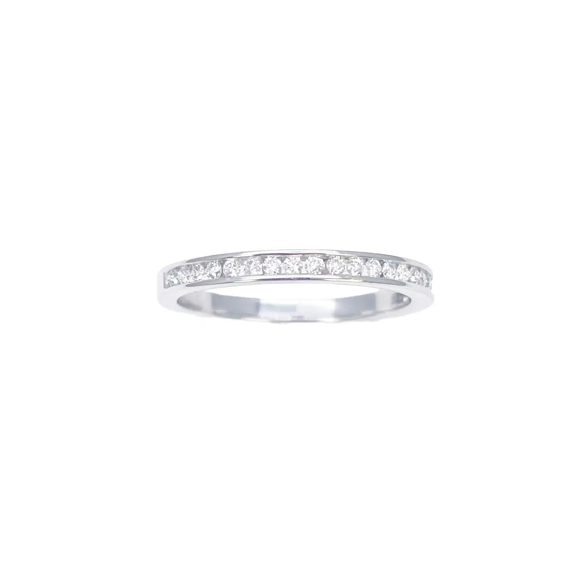 18ct White Gold Natural Round Diamond Half Eternity Band Channel Set 0.22ct  Diamond Ring