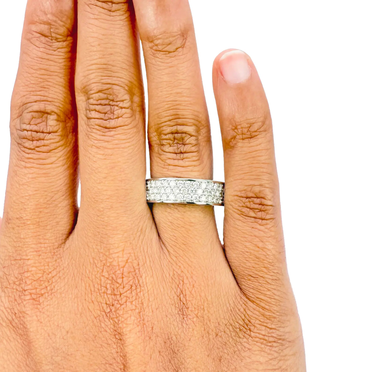 18ct White Gold Triple Row Natural Diamond Full Eternity Wedding Band 1.70ct  Diamond Ring