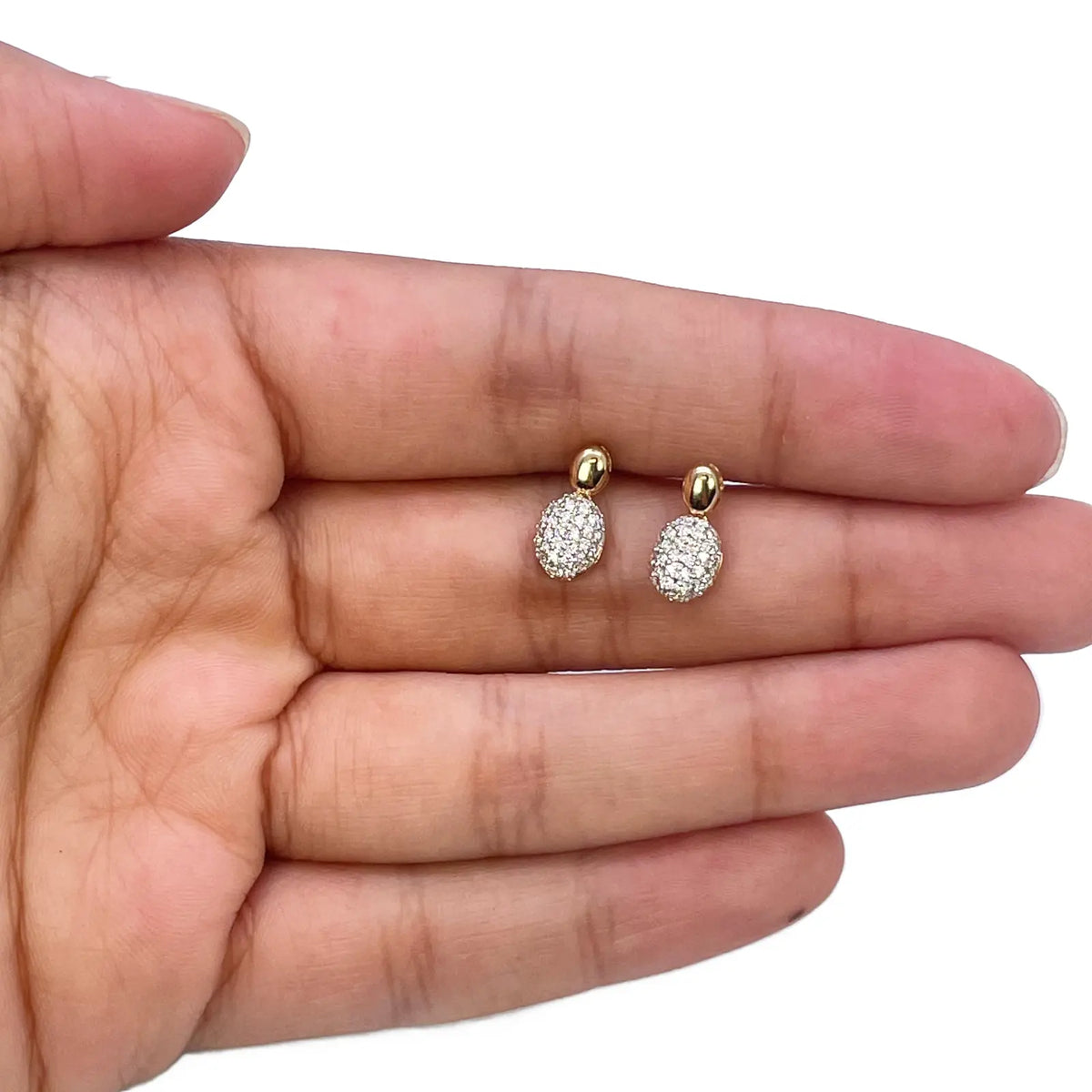 18ct Yellow Gold Diamond Oval Necklace Stud Earrings Matching Set 0.53ct 