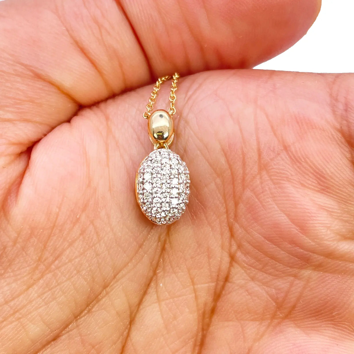 18ct Yellow Gold Diamond Oval Necklace Stud Earrings Matching Set 0.53ct 