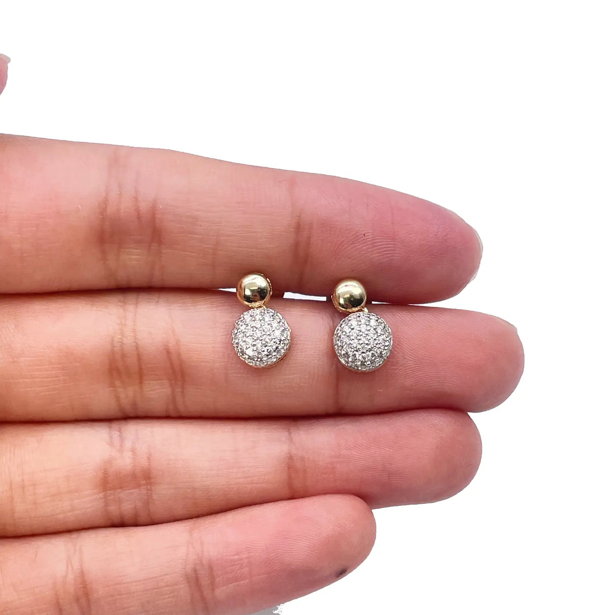 18ct Yellow Gold Diamond Round Necklace Stud Earrings Matching Set 0.58ct 