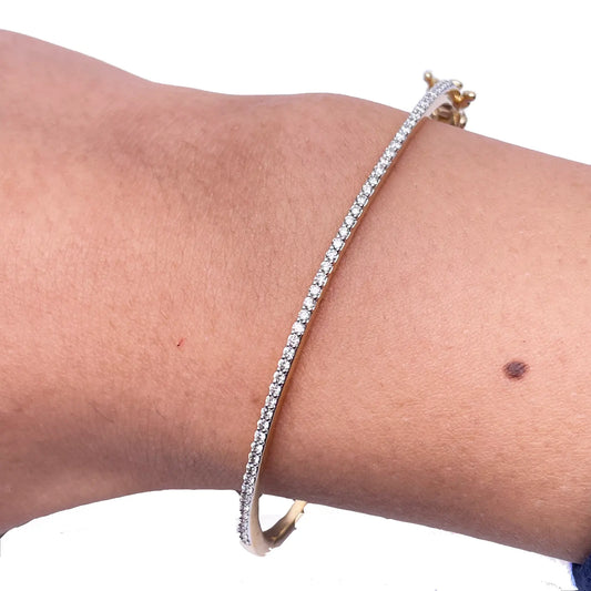 18ct Yellow Gold Natural Diamond High-Polished Fancy Bangle 0.52ct  Diamond Bracelets
