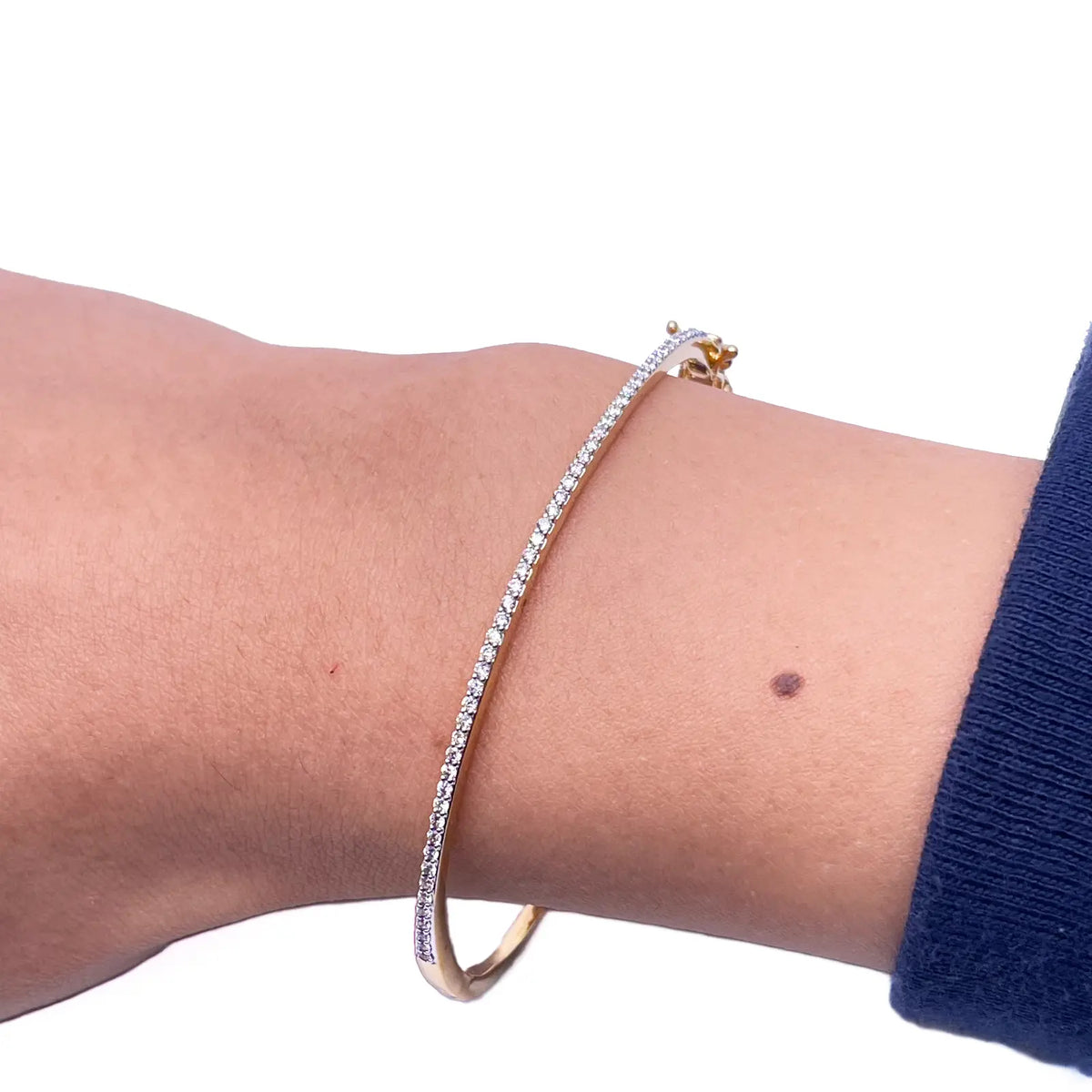 18ct Yellow Gold Natural Diamond High-Polished Fancy Bangle 0.52ct  Diamond Bracelets