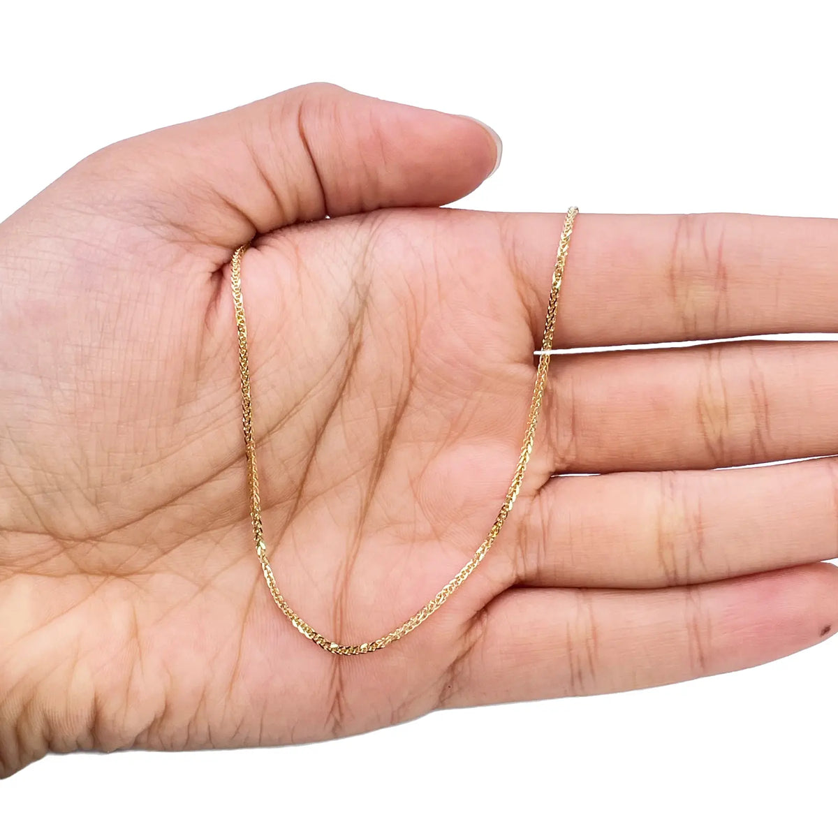 18ct Yellow Gold Spiga/Wheat Chain Necklace 18'' inch 0.8mm Width 