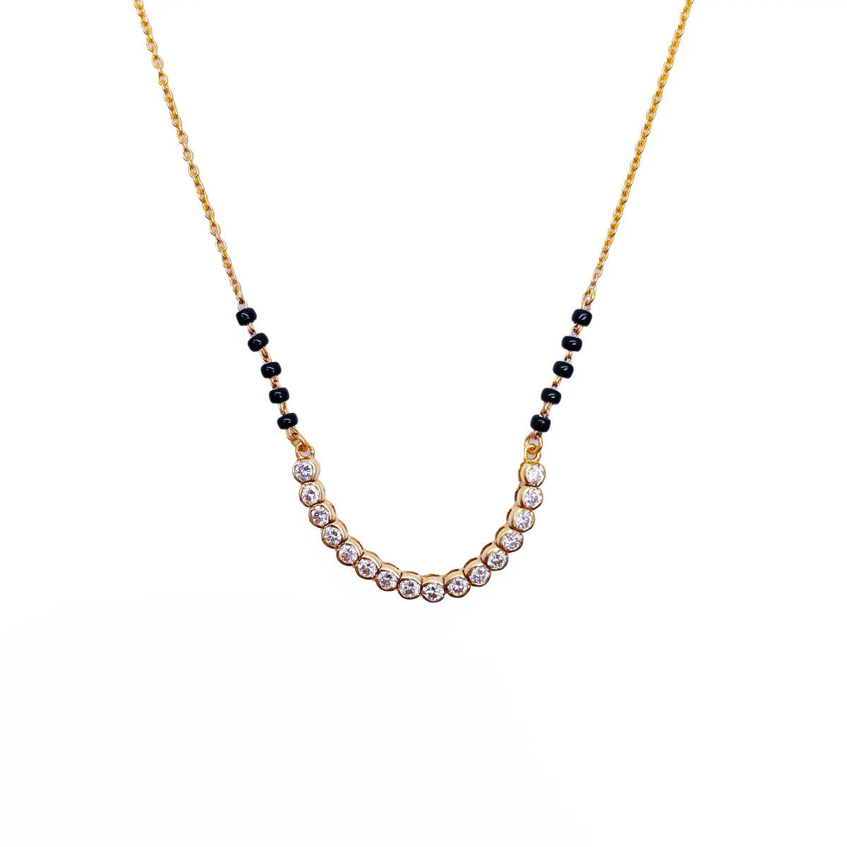 18ct Yellow Gold & Natural Diamonds 0.45ct 10 Beaded Mangalsutra Necklace Chain Hallmarked  Mangalsutra Chains