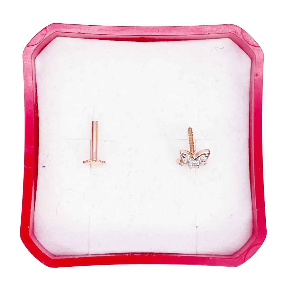 18ct Yellow, White or Rose Gold Natural Round Diamond Five Stone Flower Nose Stud 0.07ct 