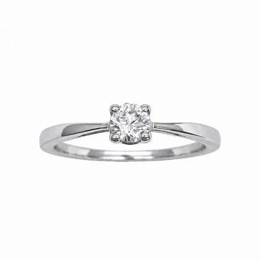 18ct white gold classic 4-claw diamond solitaire ring, 0.25ct natural round diamond