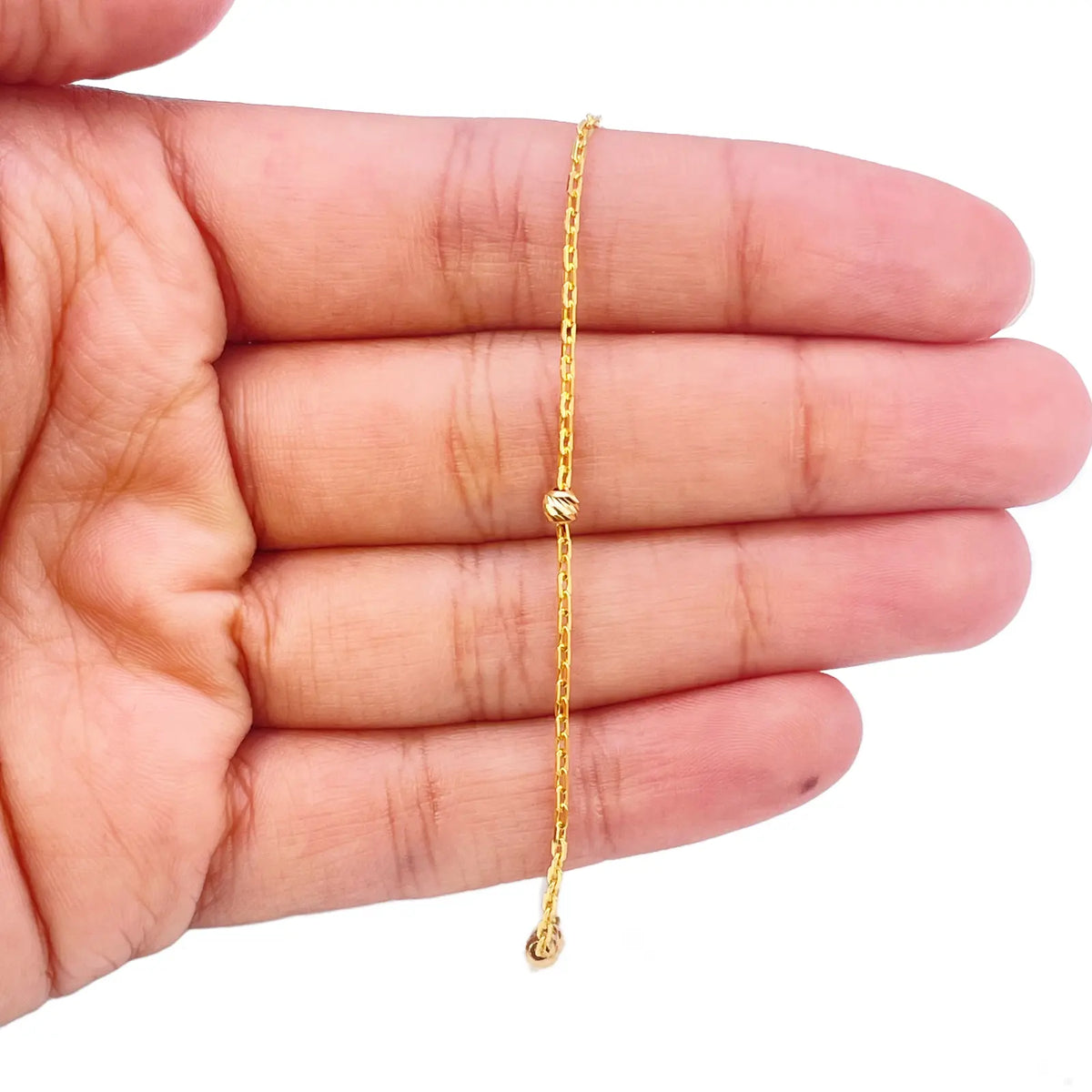22ct Gold Beaded Bracelet Diamond Cut Cable Chain 7 Inches 2.8mm Width 