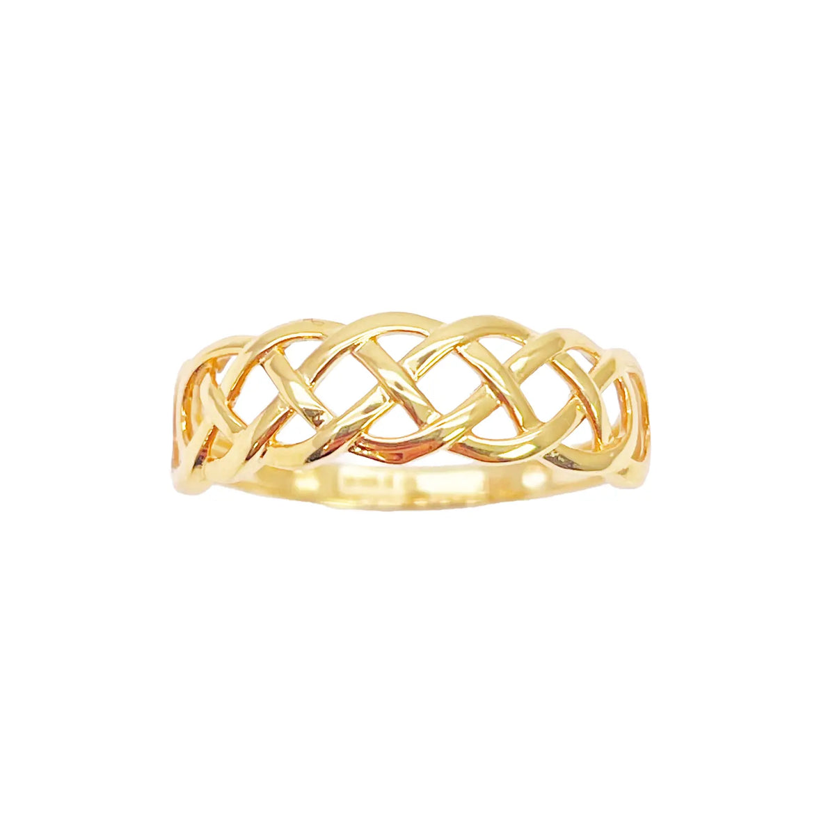 22ct Gold Celtic Knot Ring High Polished Loose Braided Design 6 mm Width Size N 