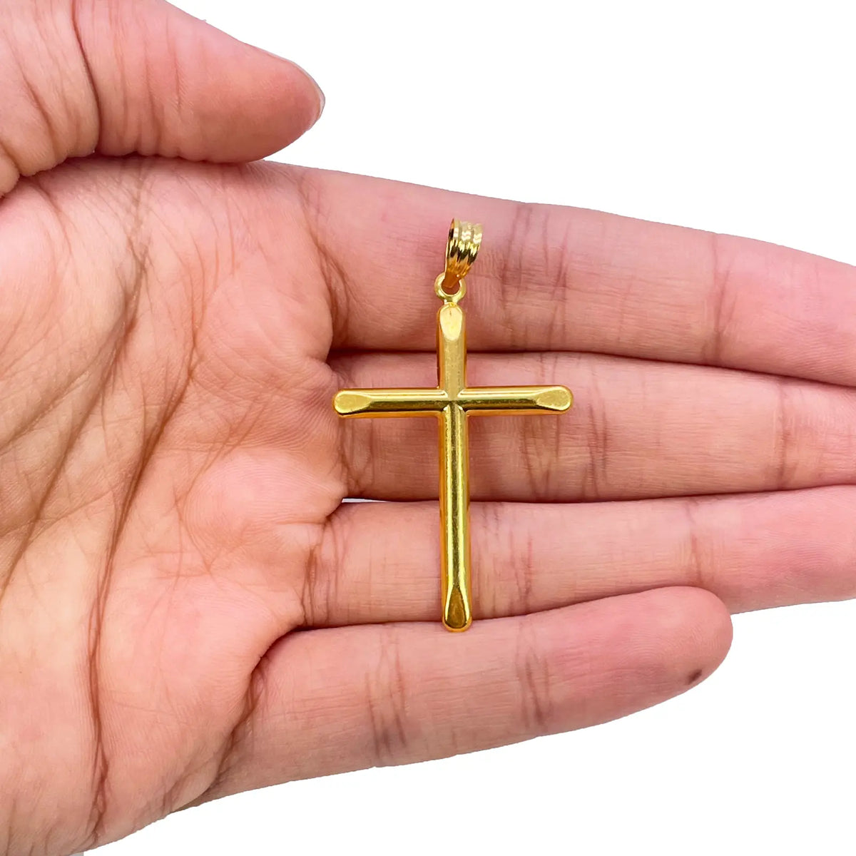 22ct Gold Cross Pendant High Polished 45x25.9mm 
