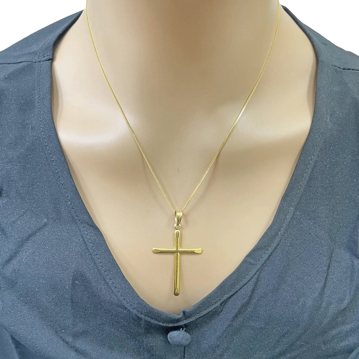 22ct Gold Cross Pendant High Polished 45x25.9mm 