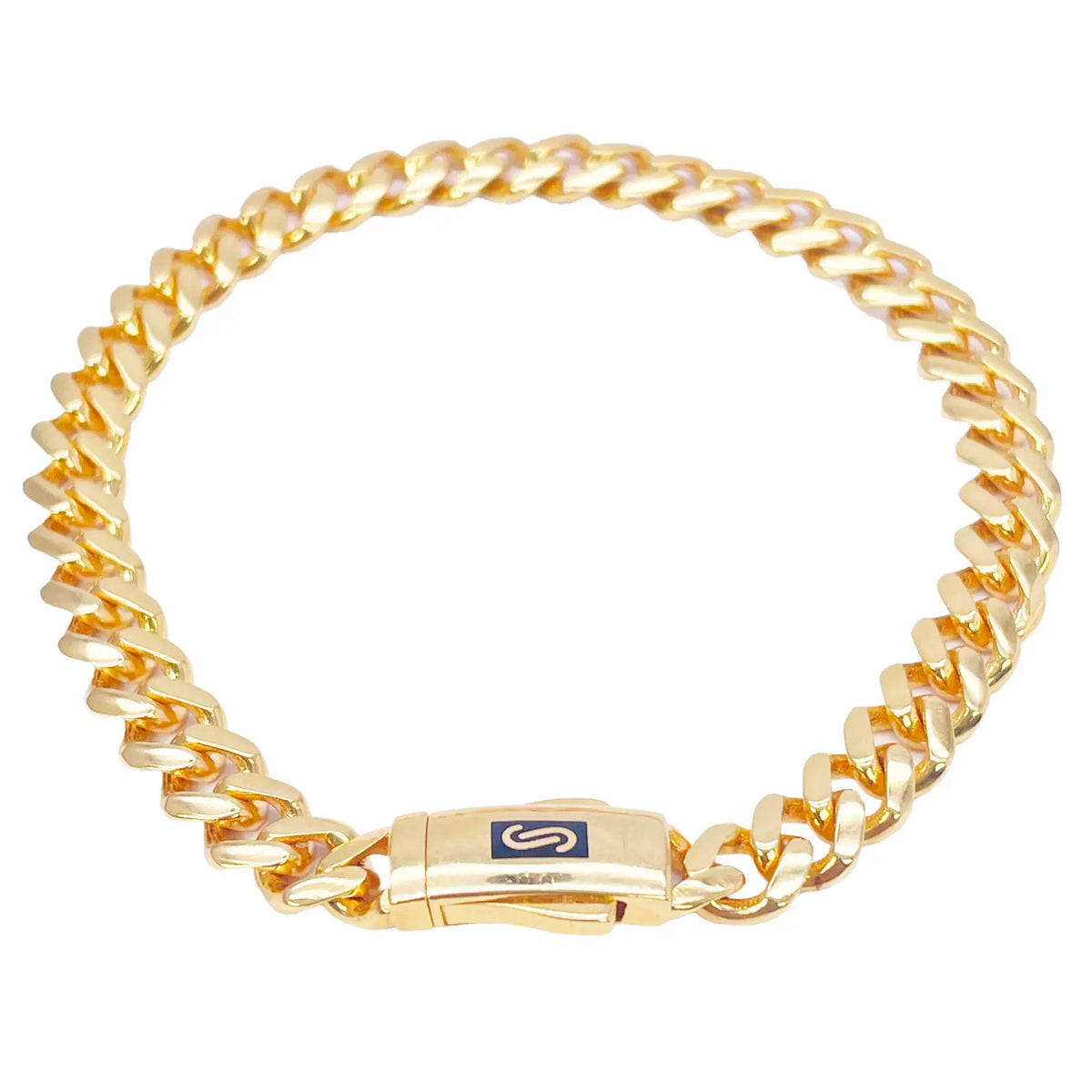 22ct Gold Cuban Bracelet Curb Link Lightweight 7.5 Inches 6.8mm Wide 