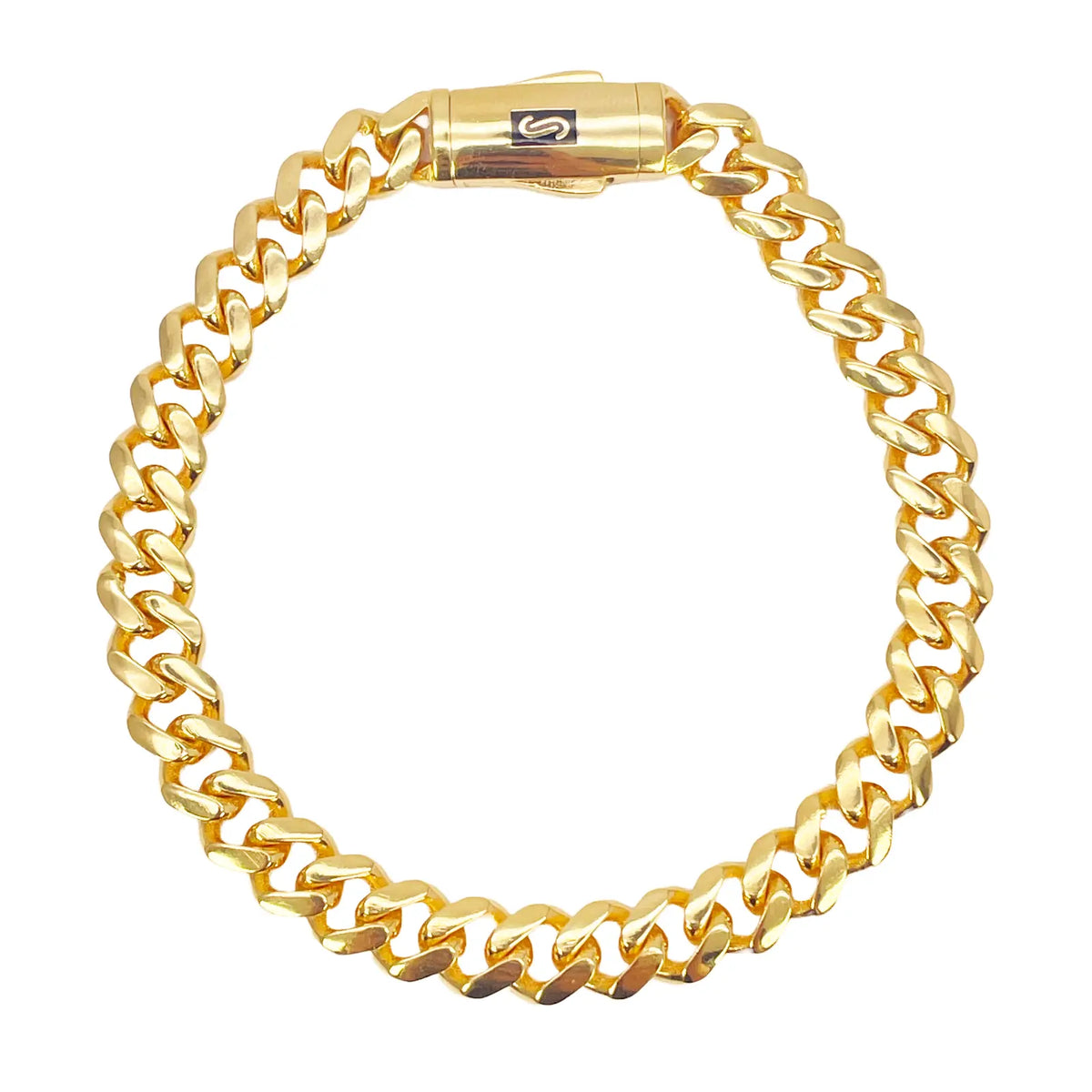 22ct Gold Cuban Bracelet Curb Link Lightweight 8 Inches 7.6mm Wide 
