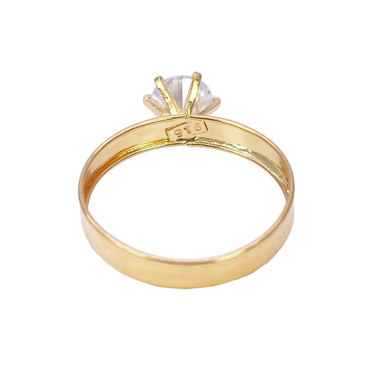 22ct Gold Cubic Zirconia Solitaire Ring 6-Claw 7mm Width 