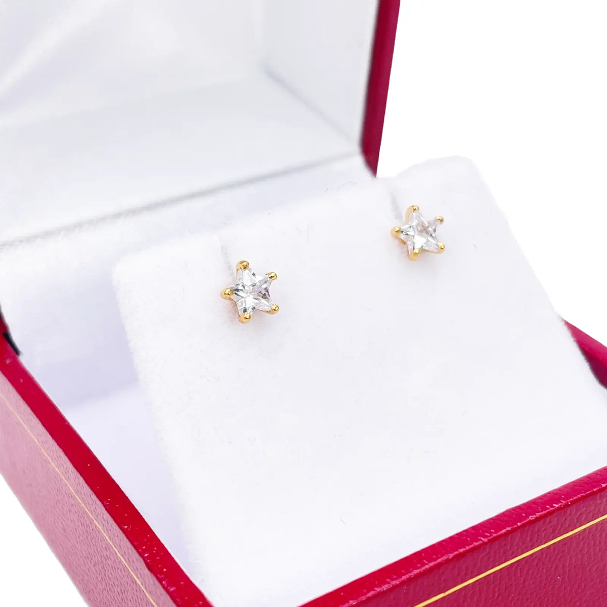 22ct Gold Cubic Zirconia Star Childrens Stud Earrings 4.8mm 