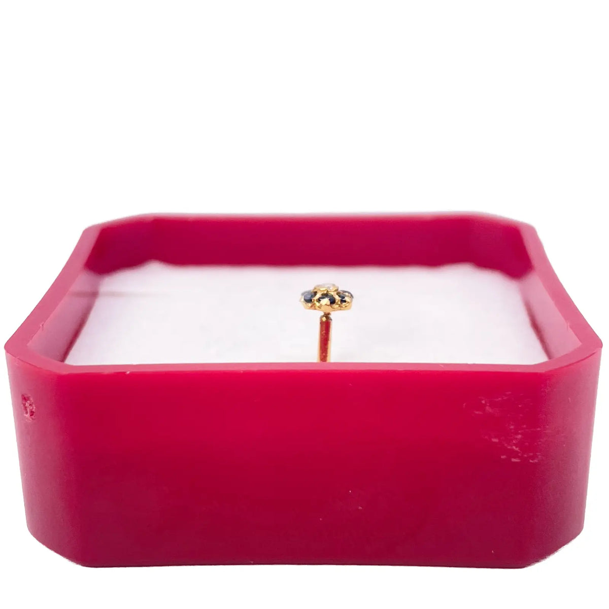 22ct Gold Floral Cubic Zirconia Black Stone Nose Pin/Stud 4mm Width 