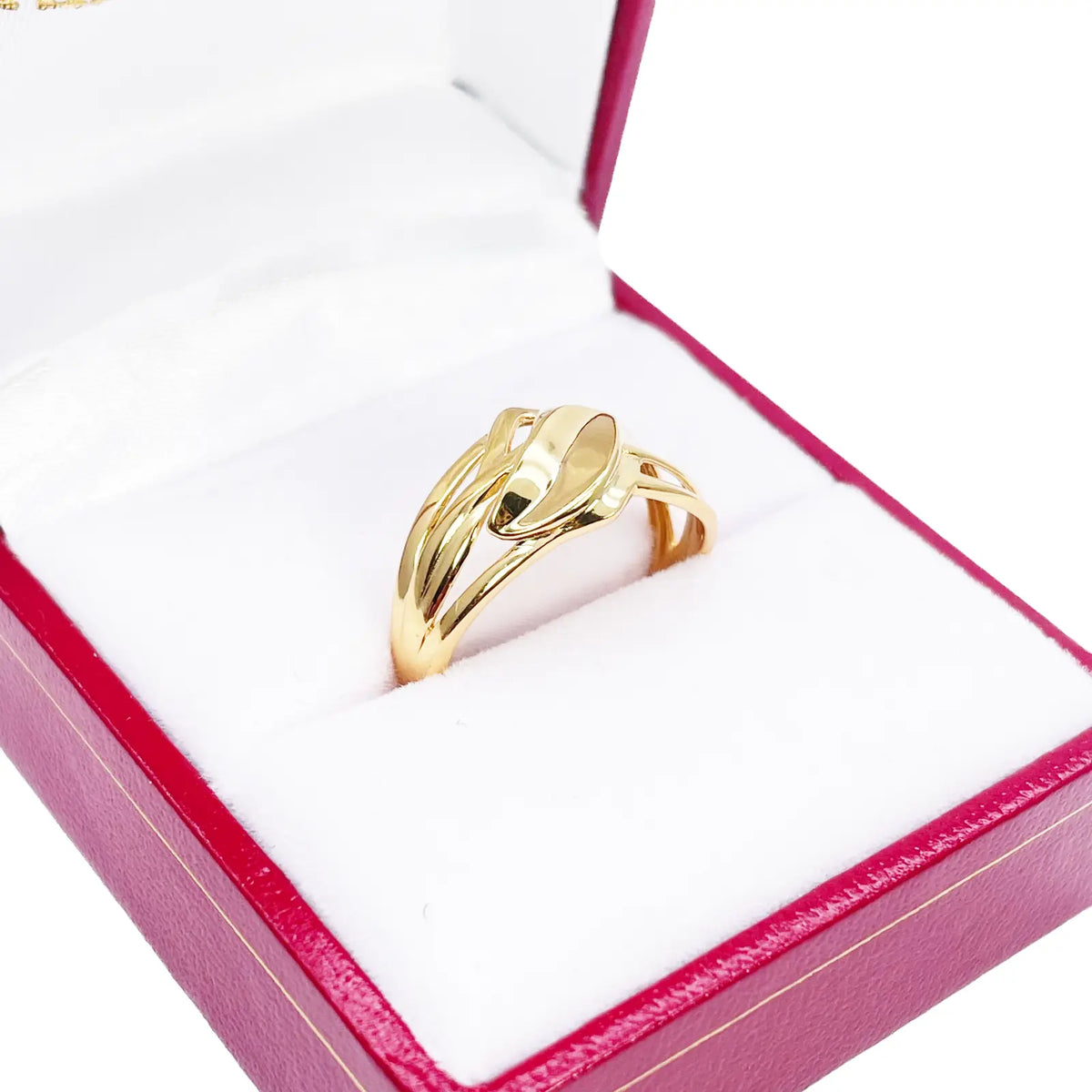 22ct Gold Floral Leaf Ring High Polished Design 10.5mm Width Size M 