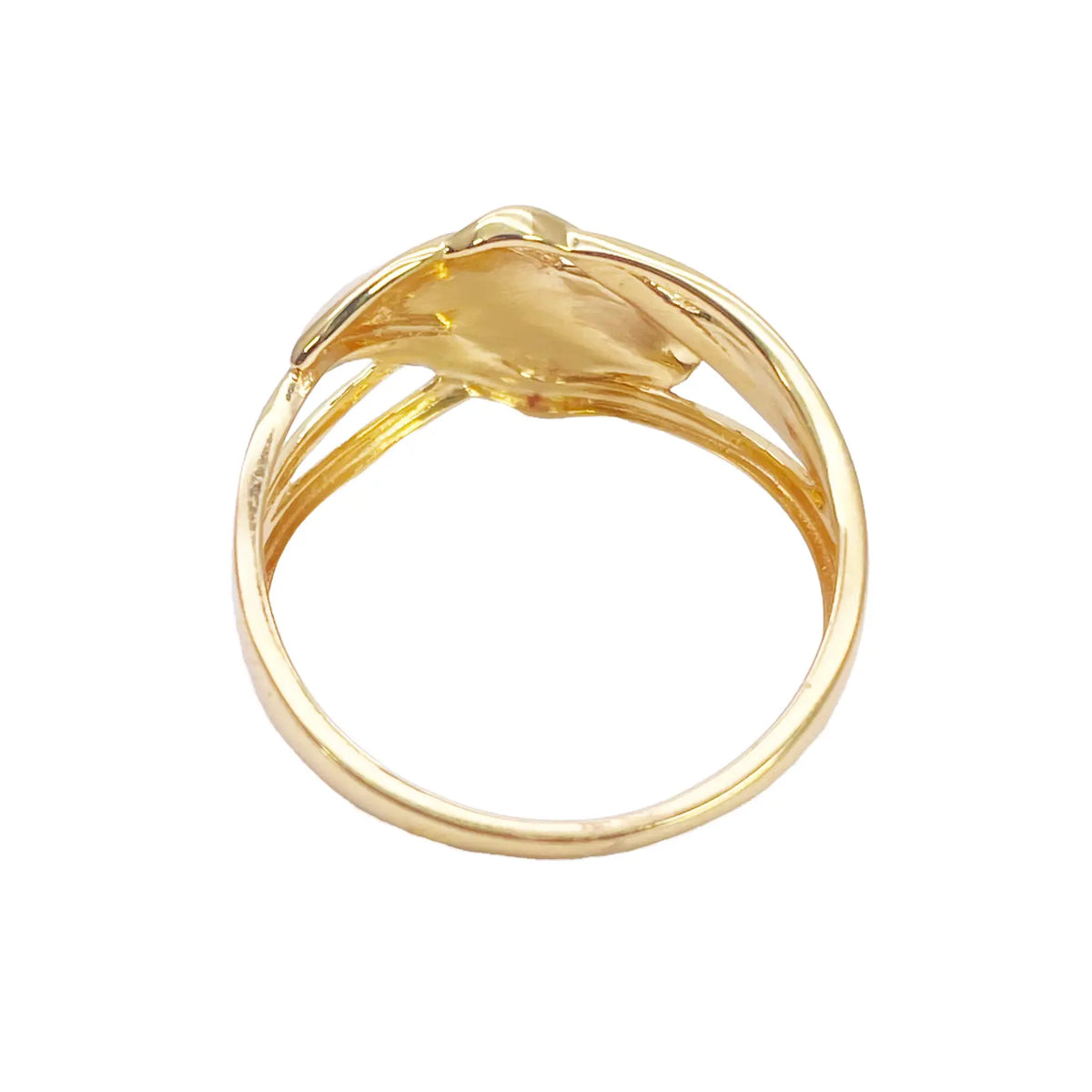 22ct Gold Floral Leaf Ring High Polished Design 10.5mm Width Size M 