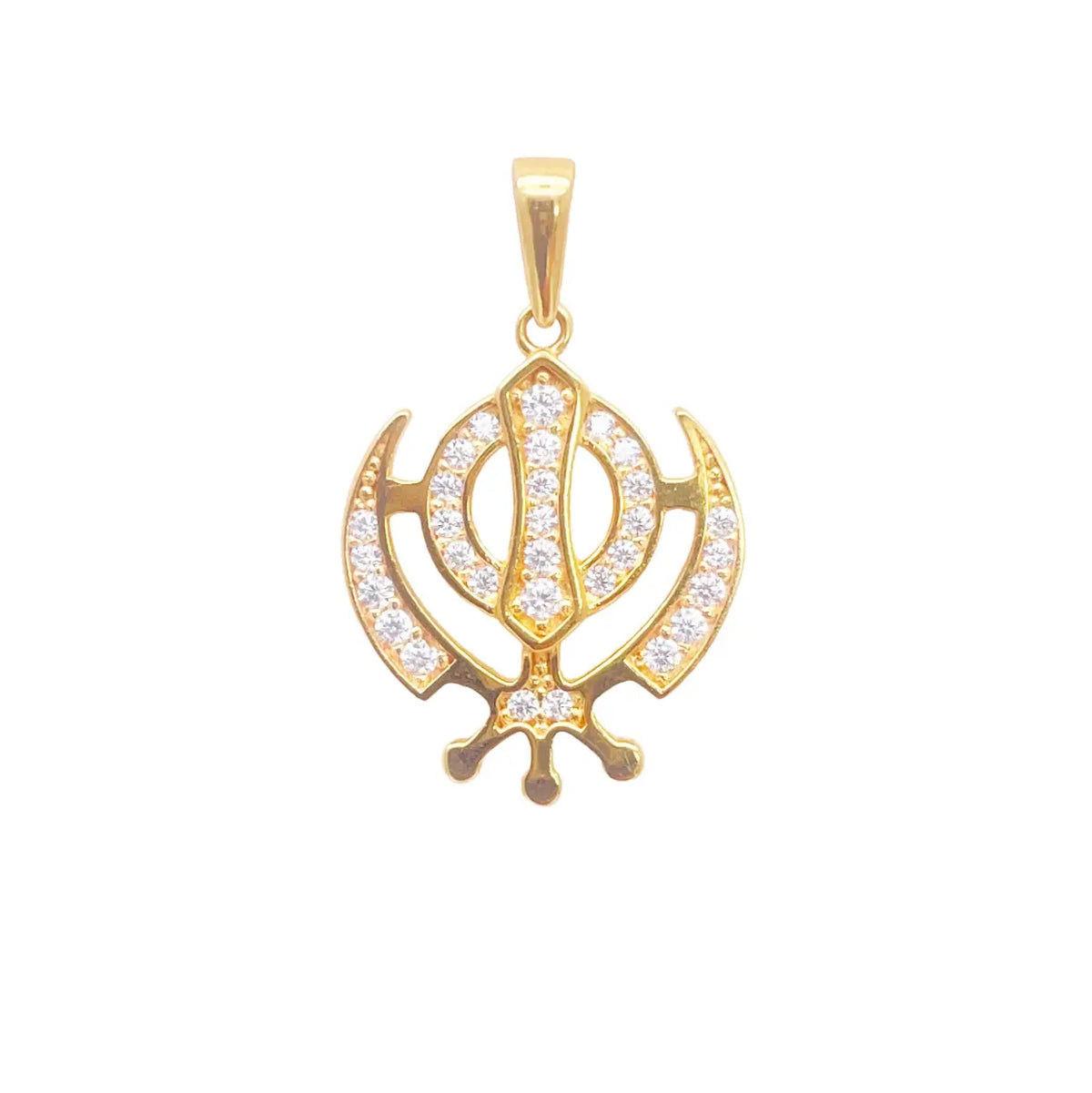 22ct Gold Khanda Pendant Cubic Zirconia High Polished (16.2 x 12.6mm) 
